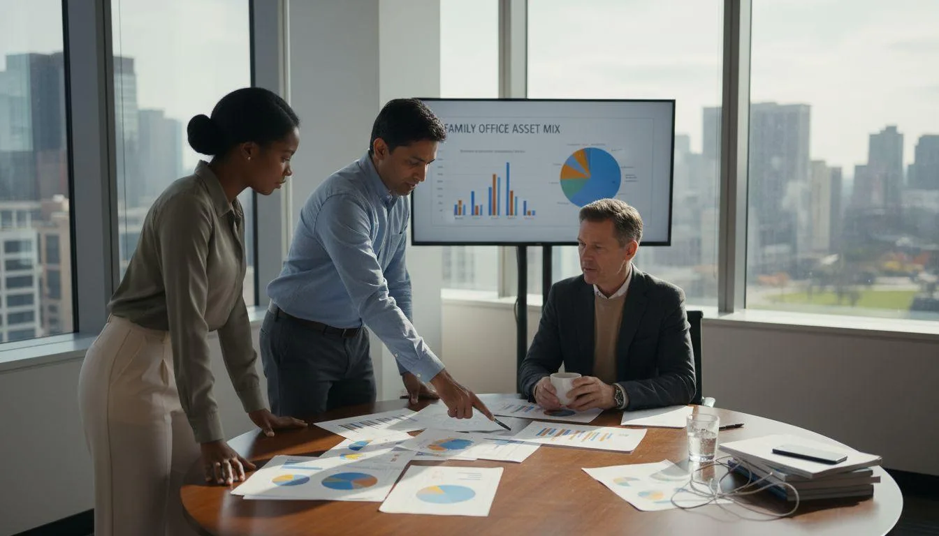 Analyst reviewing portfolio allocation charts